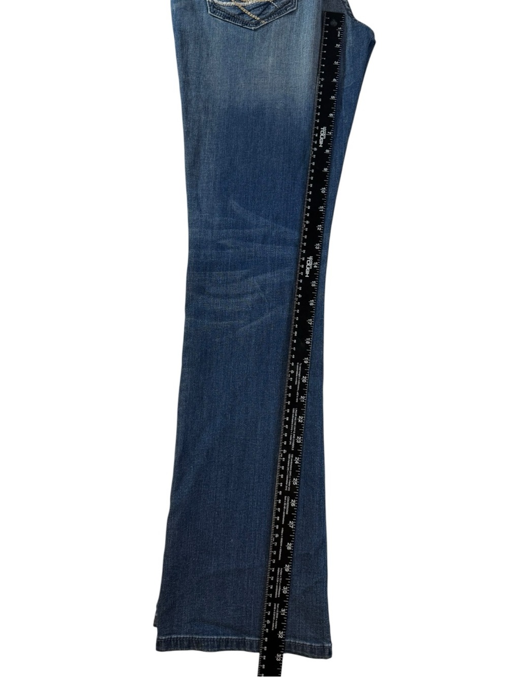 Decree Women's Dark Blue Flare Jeans with Embroidered Back Pocket - Picture 10 of 10